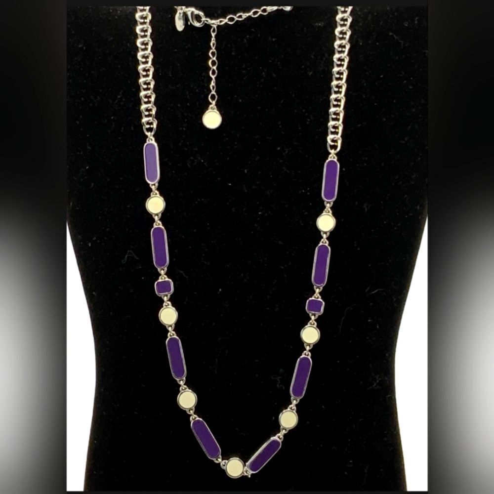 Lia Sophia SKIP A BEAT Necklace, 30-33", Purple & White, NWT